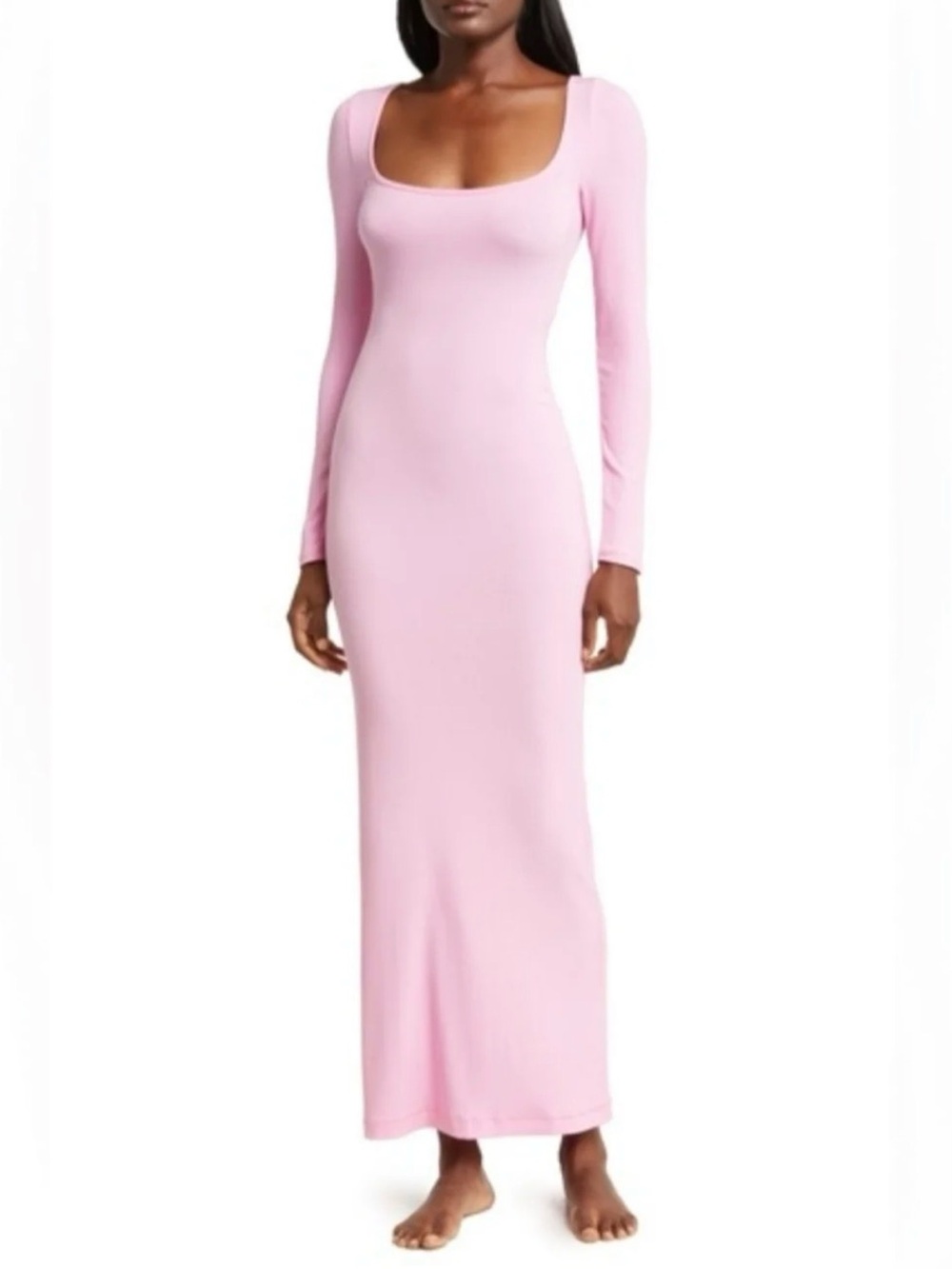 SKIMS Long Sleeve Scoop Neck Maxi Dress - Cherry Blossom